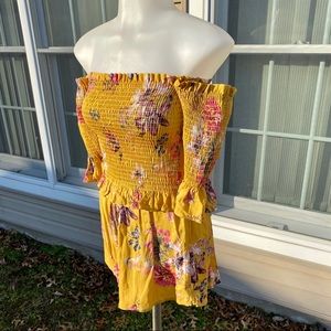 New Planet Blue Women Mustard Yellow Romper SZ XS